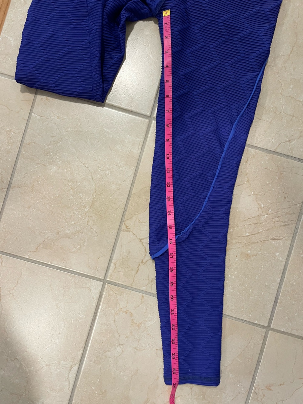 Abs2B Push Up Leggings w/ Diamond Shape Texture, Electric Blue with Scrunch Butt - Picture 10 of 12